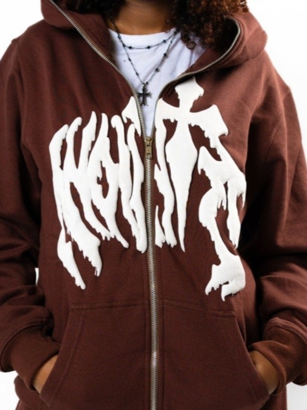 NWT Anointed Brown Full Zip Hoodie/Jacket – Size Medium (M) – 100% Cotton
